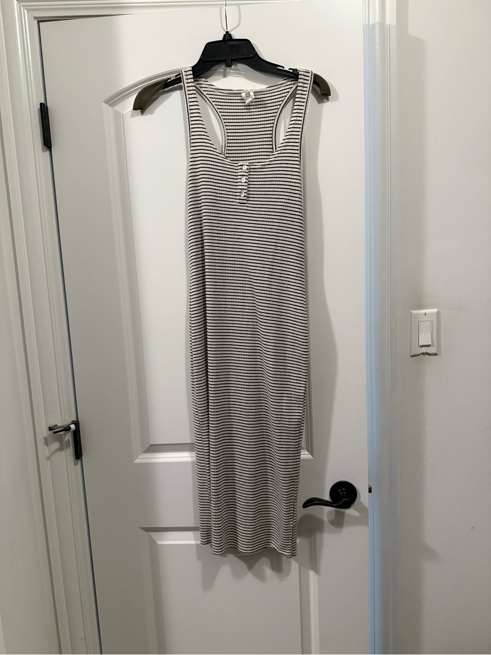 Striped Racerback Midi Dress in Black and White